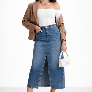Lucky Brand Blue Denim Midi Skirt